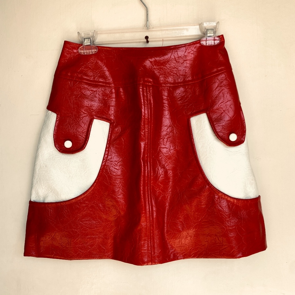 Red Retro Pleater Handmade Skirt size M